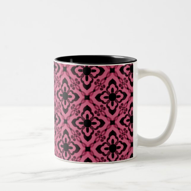 Simply Dazzling Damask Mug, Pink Two-Tone Coffee Mug (Right)