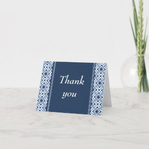 Simply Dazzling Damask Thank You Card, Dark Blue Card