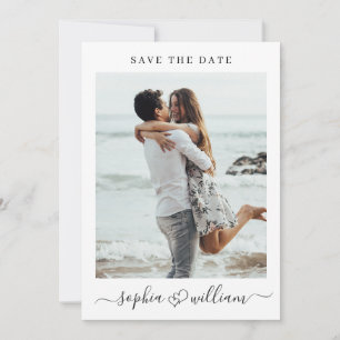 Simply Elegant 2 Photo Wedding Hearts Simple Save The Date