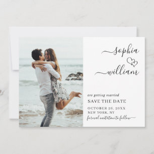 Simply Elegant 2 Photo Wedding Hearts Simple Save The Date