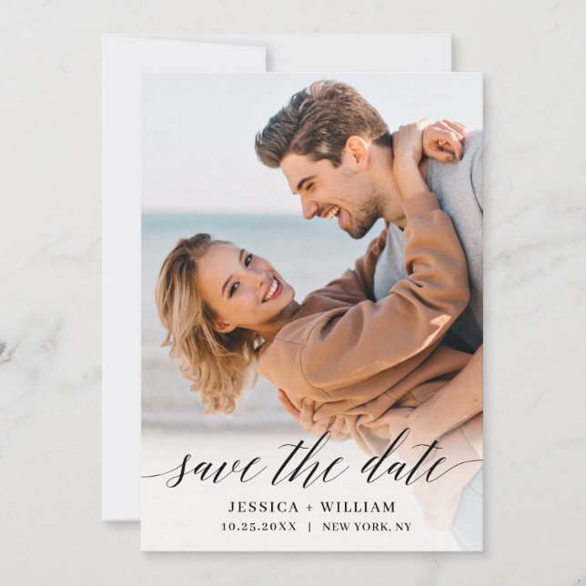 Simply Elegant 2 Photo Wedding Save The Date (Front)