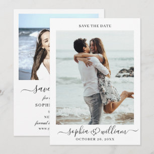 Simply Elegant 2 Photo Wedding  Save The Date