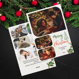 Simply Elegant 9 Photos Merry Christmas & Wishing Holiday Card