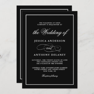 Simply Elegant Affair Black and White Wedding Invitation