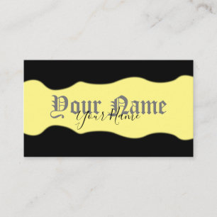 Simply elegant ancient black and yellow lime waves business card