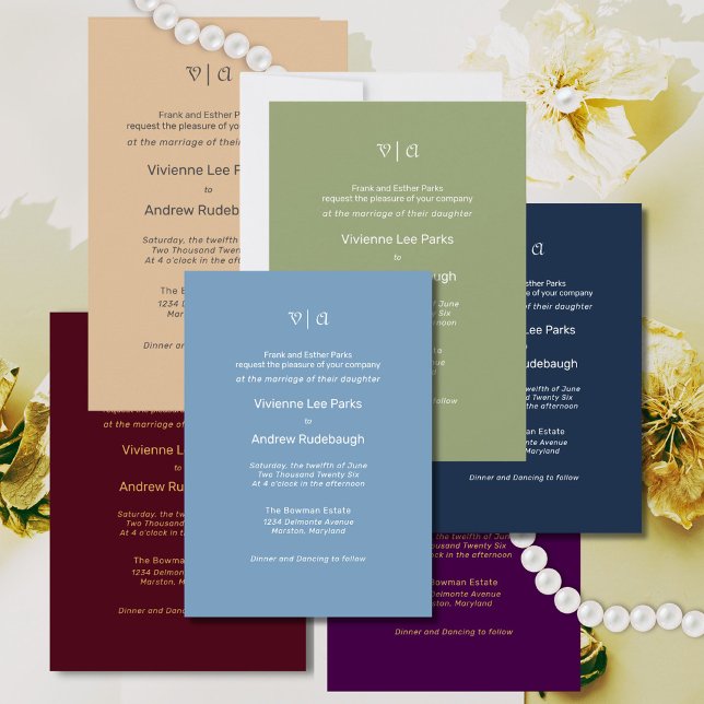 Simply Elegant Aubergine Invitation (Color variations on a simple and elegant theme)