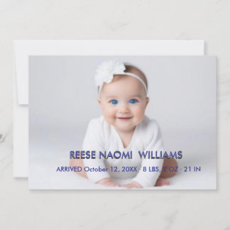 Simply Elegant Baby Girl Photo Birth Announcement