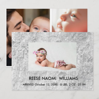 Simply Elegant Baby Girl Photo Collage Birth Annou Announcement