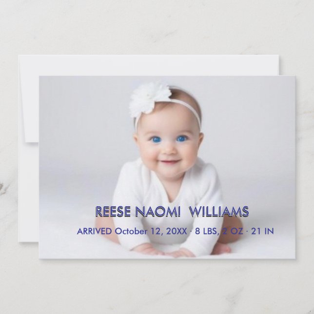 Simply Elegant Baby Girl Photo Collage Birth Announcement (Front)