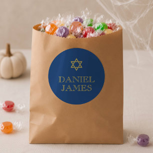 Simply Elegant Bar Mitzvah Treat Bag Personalised Classic Round Sticker