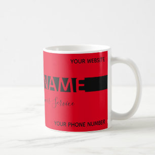 Simply elegant berry black stripe business card coffee mug