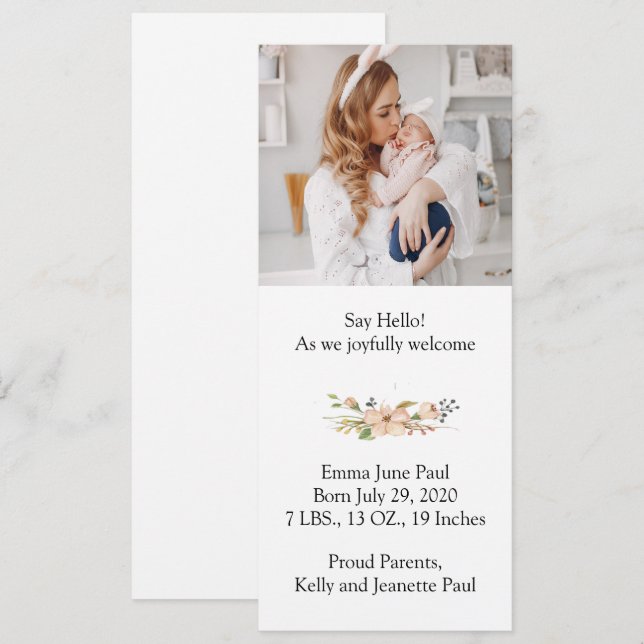 Simply Elegant Birth Announcement (Front/Back)