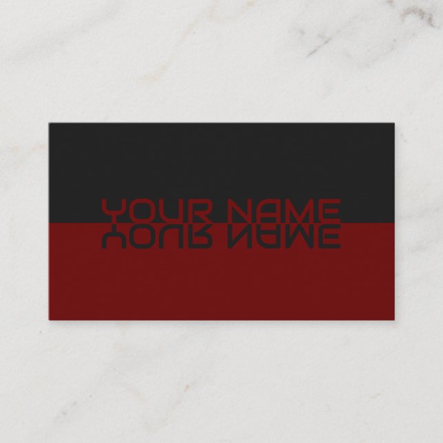 Simply elegant black and dark red reflection name business card (Front)