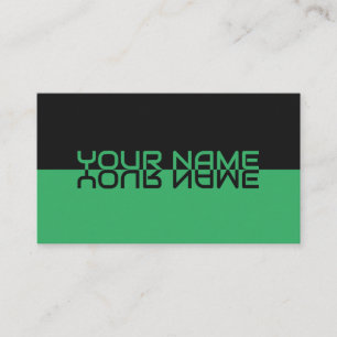 Simply elegant black and green reflection name business card