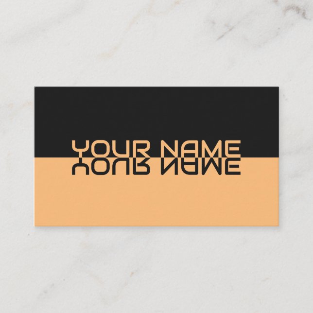 Simply elegant black and orange reflection name business card (Front)