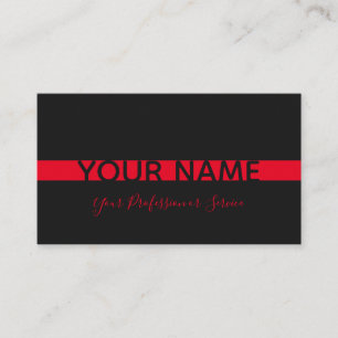 Simply elegant black and red berry stripe business card