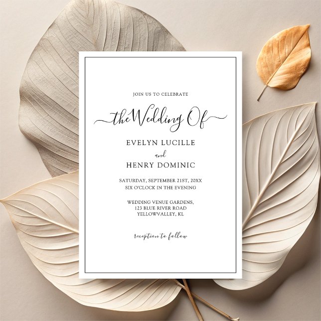 Simply Elegant Black and White Minimalist Wedding Invitation (Creator Uploaded)