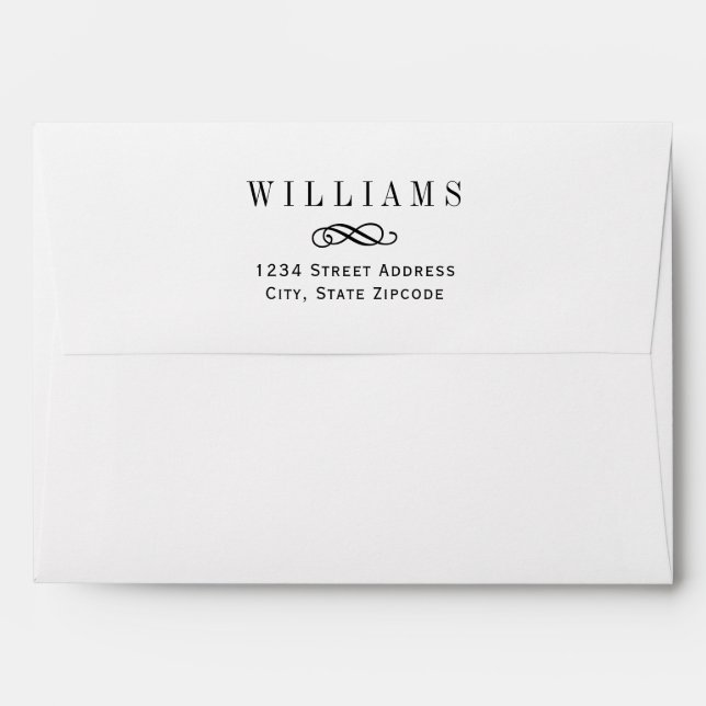 Simply Elegant Black and White Wedding Mailing Envelopes (Back (Top Flap))
