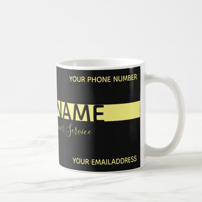Simply elegant black and yellow stripe business coffee mug (Right)