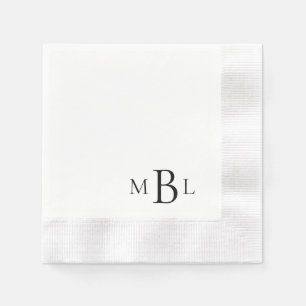 Simply Elegant Black Monogram Coined Cocktail  Napkin