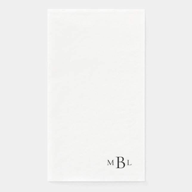 Simply Elegant Black Monogram  Napkin (Front)