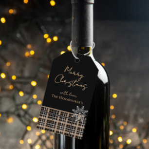 Simply Elegant Black & Tan Plaid Gift Tag