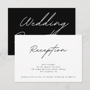 Simply Elegant Black White Wedding Reception Invitation