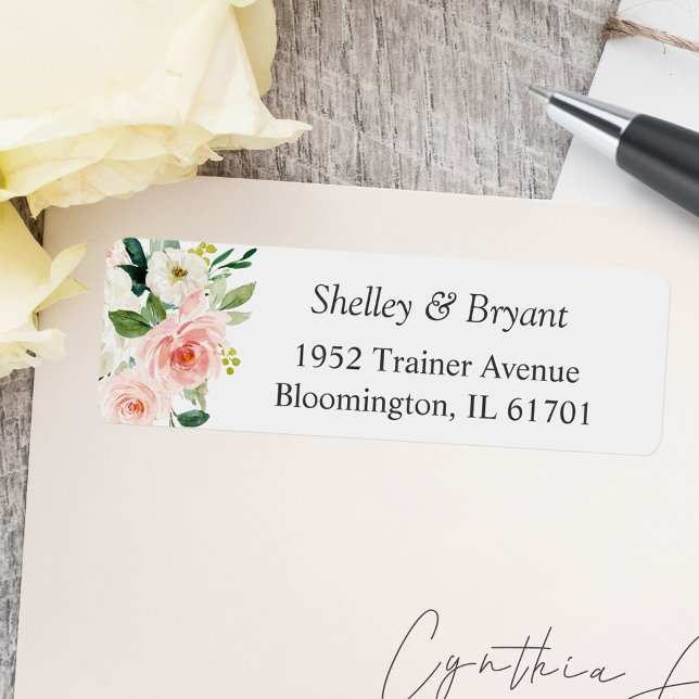 Simply Elegant Blush Pink Floral Return Address Label (Creator Uploaded)