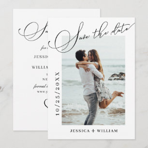 Simply Elegant Calligraphy Wedding Photo  Save The Date