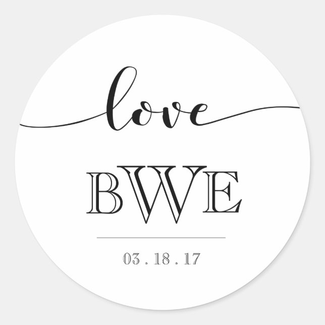 Simply Elegant Calligraphy Wedding Sticker (Front)