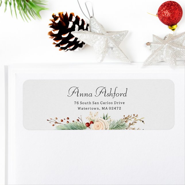 Simply Elegant Christmas Floral  Return Address Label (Creator Uploaded)