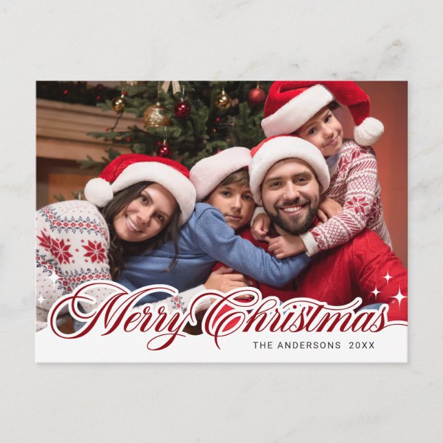 Simply Elegant Christmas PHOTO Greeting Holiday Postcard (Front)