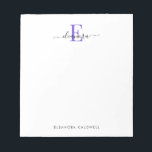 Simply Elegant Classic Purple Monogram Notepad<br><div class="desc">This personalized notepad features a simply elegant classic design for your personal or business monogram. Your full name appears in elegant sans serif typography at the bottom of the note card. It's easy to replace the example text with your own information on the personalization template.</div>