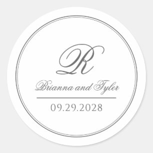 Simply Elegant Classic Wedding Monogram Round Sticker