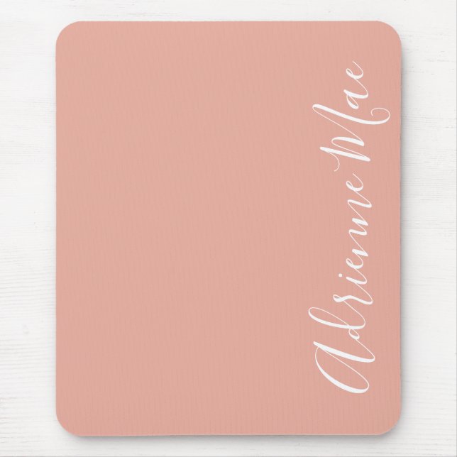 Simply Elegant Coral Pink Personalised Mouse Pad (Front)