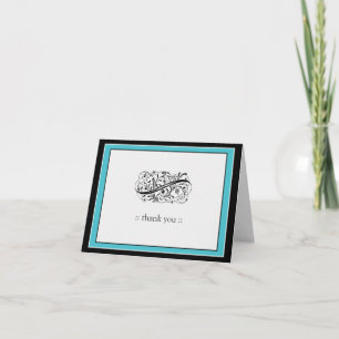 Simply Elegant Custom Thank You Card (aqua/black)
