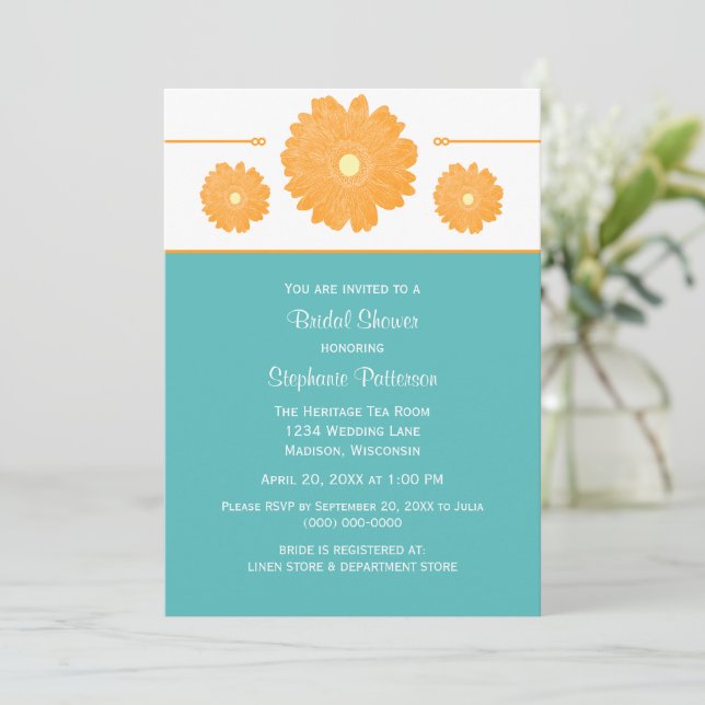 Simply Elegant Daisies Bridal Shower Invite (Standing Front)
