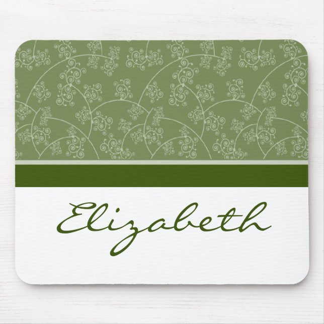 Simply Elegant Designer Custom Fern Green Mousepad (Front)