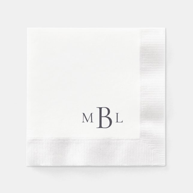 Simply Elegant Eggplant Monogram Coined Cocktail Napkin (Front)