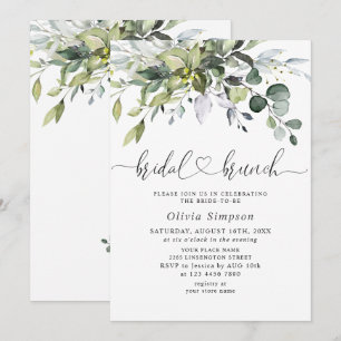 Simply Elegant Eucalyptus Bridal Brunch Invitation