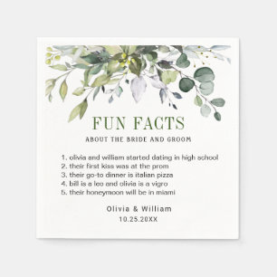 Simply Elegant Eucalyptus Fun Facts Wedding Napkin