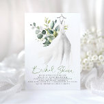 Simply Elegant Eucalyptus Greenery Bridal Shower Invitation<br><div class="desc">Romantic greenery foliage and wedding gown bridal shower invitations</div>