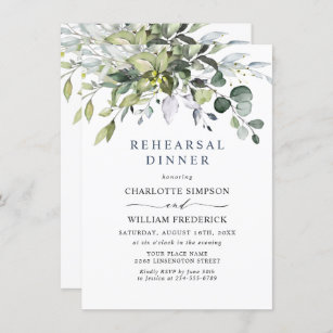 Simply Elegant Eucalyptus REHEARSAL DINNER Invitation