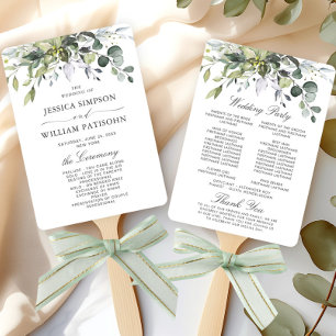 Simply Elegant Eucalyptus Wedding Program Hand Fan