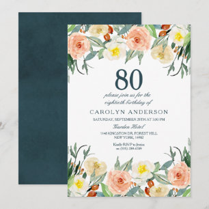 Simply Elegant Floral Any Age Birthday Party Invitation