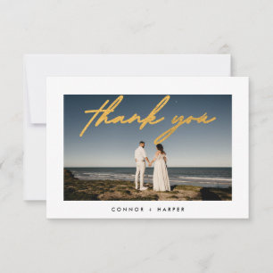Simply Elegant Frame Gold Photo Thank You Card