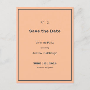 Simply Elegant Fuzzy Peach Save the Date Postcard