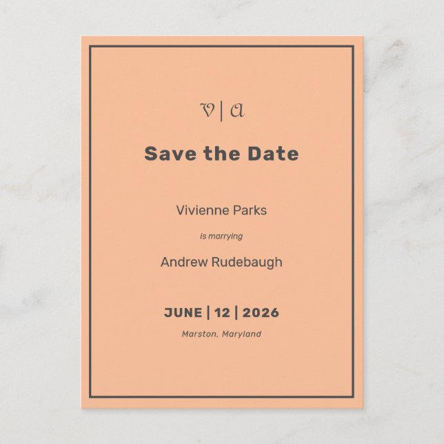 Simply Elegant Fuzzy Peach  Save the Date Postcard (Front)