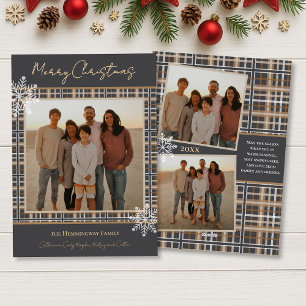 Simply Elegant Gray Taupe Plaid Christmas Holiday Card