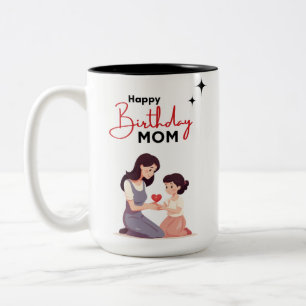 "Simply Elegant: Grey Minimalist Happy Birthday Mo Two-Tone Coffee Mug
